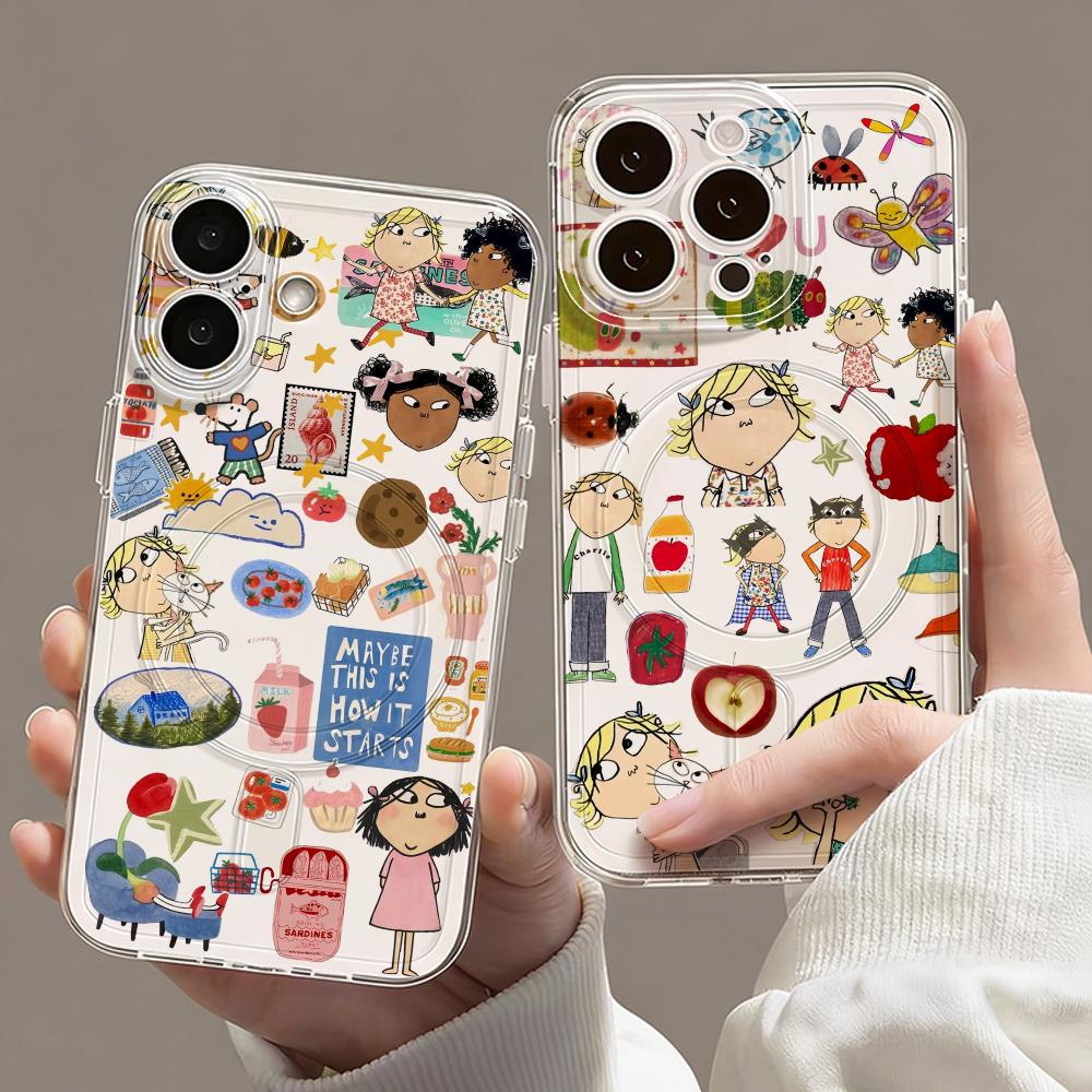 Phone Cases For Iphone 16 - 카툰 C-찰리 앤 로라 폰 케이스
