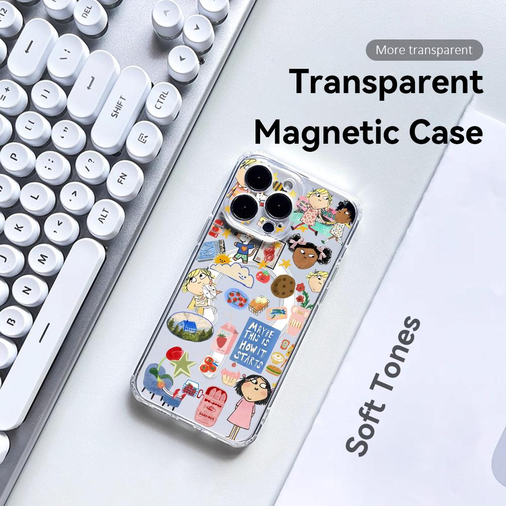 카툰 C-찰리 앤 로라 폰 케이스 마그네틱 투명 케이스 - Phone Cases For Iphone 16 리뷰 및 가격