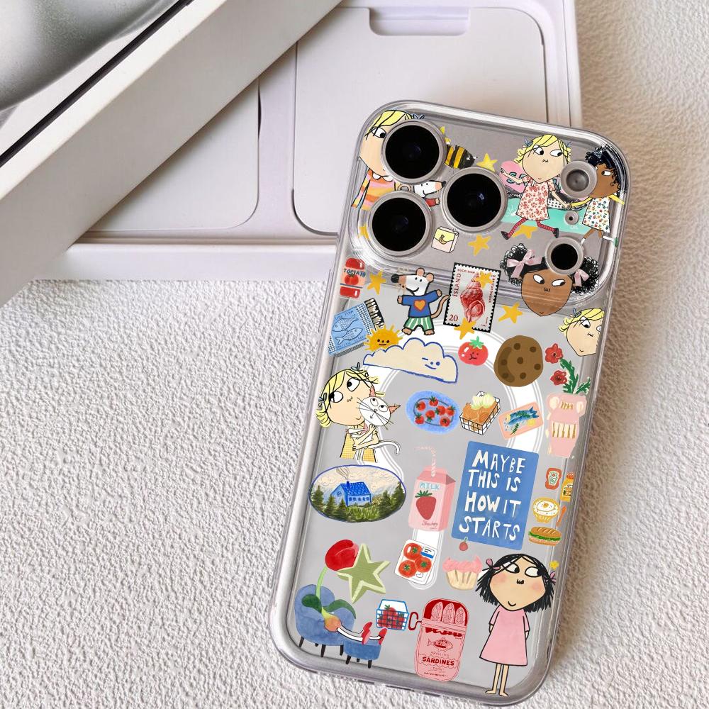 카툰 C-찰리 앤 로라 폰 케이스 마그네틱 투명 케이스 - Phone Cases For Iphone 16 리뷰 및 가격