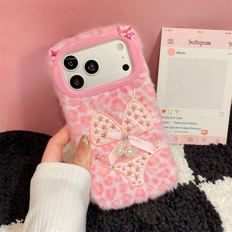 럭셔리 레오파드 프린트 비키니 패턴 플러시 폰 케이스  - Phone Cases For Iphone 16 리뷰 및 가격