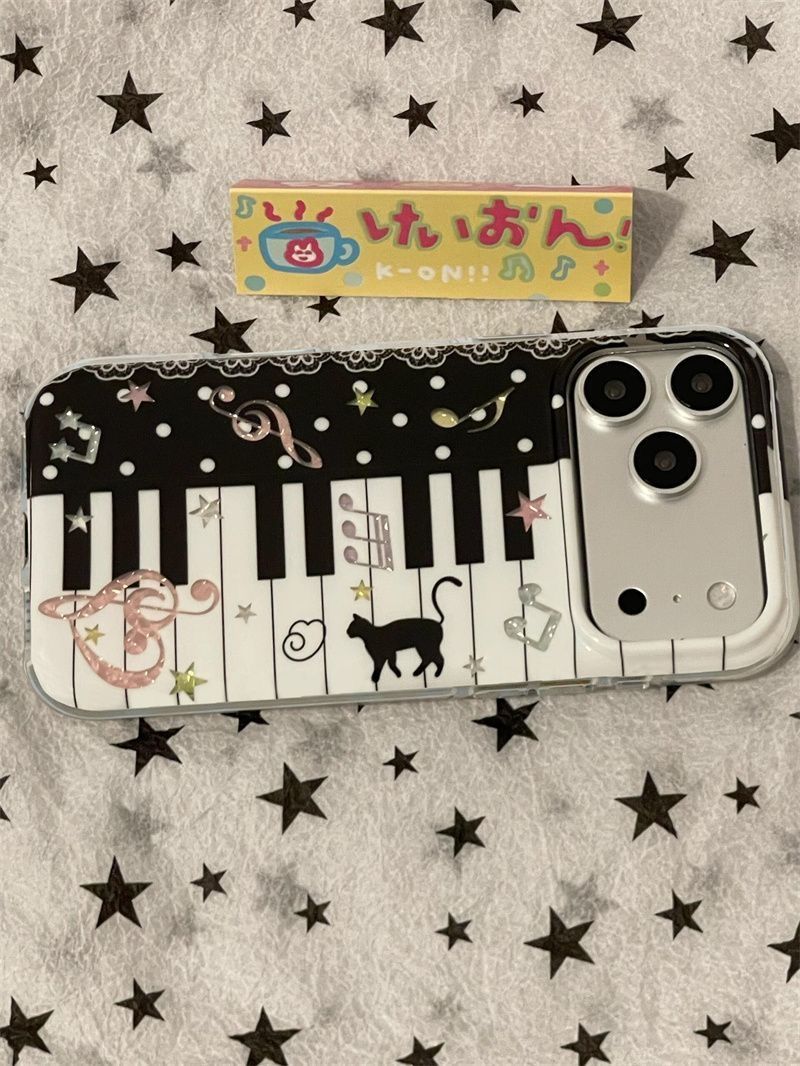 흑백 피아노 음표 고양이 귀여운 폰 케이스 아이폰 18 - Phone Cases Xr Iphone 리뷰 및 가격